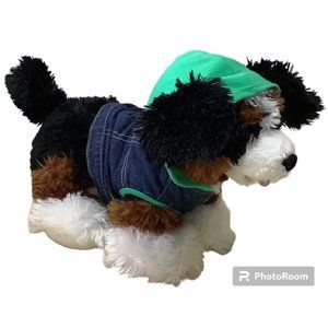 BAB Promise Pets Bernese Mountain  12" Plush Dog Collar Blue Jean Jacket Hood